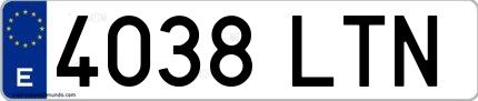 Ejemplo de matrícula de coche ordinaria 4038 LTN