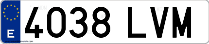 Ejemplo de matrícula de coche ordinaria 4038 LVM