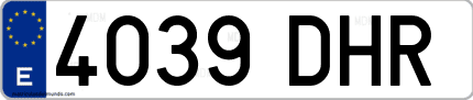 Ejemplo de matrícula de coche ordinaria 4039 DHR