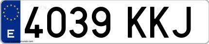Ejemplo de matrícula española 4039 KKJ
