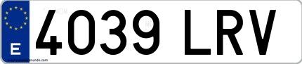 Ejemplo de matrícula española 4039 LRV