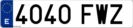 Ejemplo de matrícula de coche ordinaria 4040 FWZ