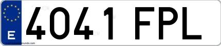 Ejemplo de matrícula española 4041 FPL
