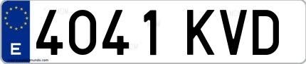 Ejemplo de matrícula española 4041 KVD