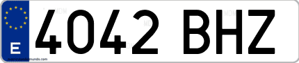 Ejemplo de matrícula de coche ordinaria 4042 BHZ