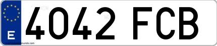 Ejemplo de matrícula española 4042 FCB