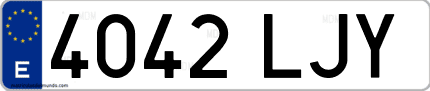 Ejemplo de matrícula de coche ordinaria 4042 LJY