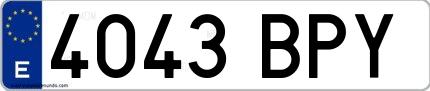 Ejemplo de matrícula española 4043 BPY