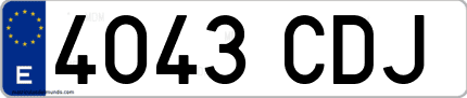 Ejemplo de matrícula de coche ordinaria 4043 CDJ