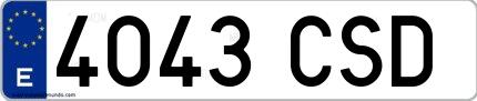 Ejemplo de matrícula española 4043 CSD