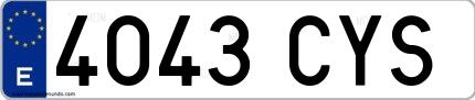 Ejemplo de matrícula española 4043 CYS