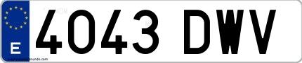 Ejemplo de matrícula española 4043 DWV