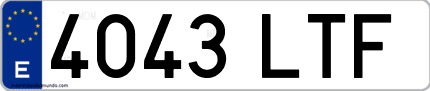 Ejemplo de matrícula de coche ordinaria 4043 LTF