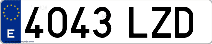 Ejemplo de matrícula de coche ordinaria 4043 LZD