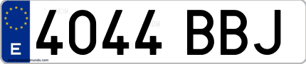 Ejemplo de matrícula de coche ordinaria 4044 BBJ