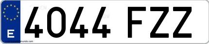 Ejemplo de matrícula española 4044 FZZ
