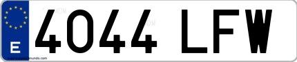 Ejemplo de matrícula de coche ordinaria 4044 LFW