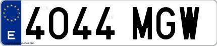 Ejemplo de matrícula española 4044 MGW
