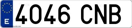 Ejemplo de matrícula española 4046 CNB