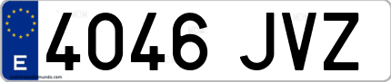 Ejemplo de matrícula de coche ordinaria 4046 JVZ