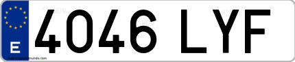 Ejemplo de matrícula de coche ordinaria 4046 LYF