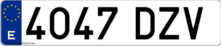 Ejemplo de matrícula de coche ordinaria 4047 DZV