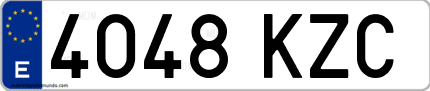 Ejemplo de matrícula de coche ordinaria 4048 KZC