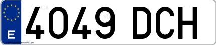 Ejemplo de matrícula española 4049 DCH
