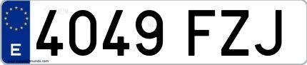 Ejemplo de matrícula española 4049 FZJ