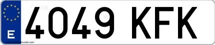 Ejemplo de matrícula española 4049 KFK