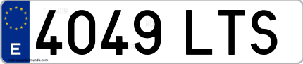 Ejemplo de matrícula de coche ordinaria 4049 LTS