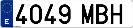 Ejemplo de matrícula de coche ordinaria 4049 MBH