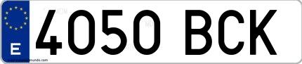 Ejemplo de matrícula española 4050 BCK