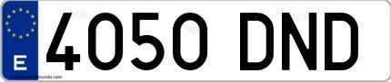 Ejemplo de matrícula de coche ordinaria 4050 DND