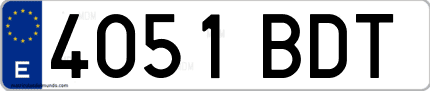 Ejemplo de matrícula de coche ordinaria 4051 BDT