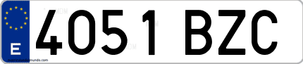 Ejemplo de matrícula de coche ordinaria 4051 BZC