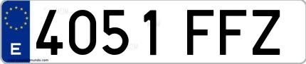 Ejemplo de matrícula española 4051 FFZ