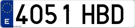 Ejemplo de matrícula española 4051 HBD
