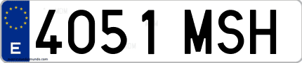 Ejemplo de matrícula de coche ordinaria 4051 MSH