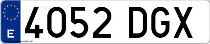 Ejemplo de matrícula española 4052 DGX