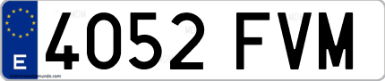 Ejemplo de matrícula de coche ordinaria 4052 FVM