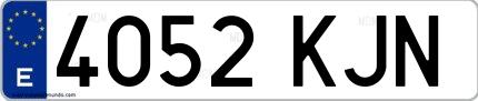 Ejemplo de matrícula de coche ordinaria 4052 KJN