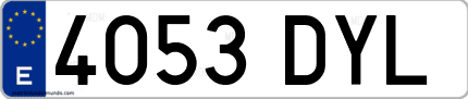 Ejemplo de matrícula de coche ordinaria 4053 DYL