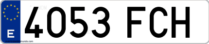 Ejemplo de matrícula de coche ordinaria 4053 FCH