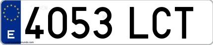 Ejemplo de matrícula española 4053 LCT