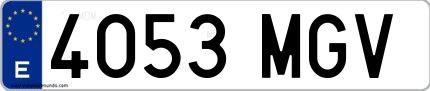 Ejemplo de matrícula española 4053 MGV