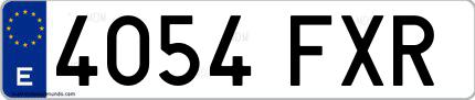 Ejemplo de matrícula española 4054 FXR