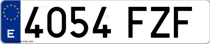 Ejemplo de matrícula de coche ordinaria 4054 FZF