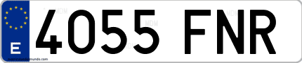 Ejemplo de matrícula de coche ordinaria 4055 FNR