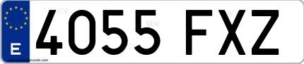 Ejemplo de matrícula española 4055 FXZ